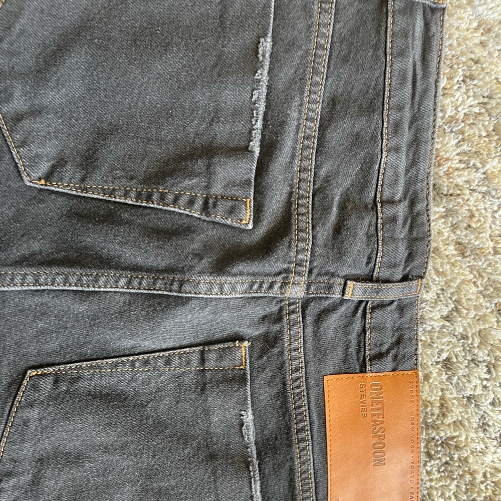 Distressed denim shorts